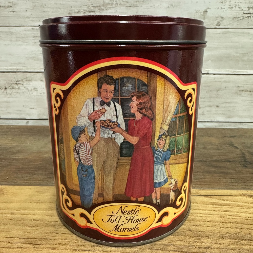 Vintage Nestle Toll House Morsels Metal Cookie Tin 50 years in the making